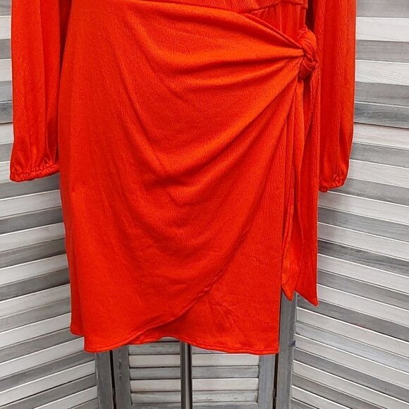 Women's Balloon Long Sleeve Wrap Dress | Ava & Viv | 1X - Picture 2 of 8